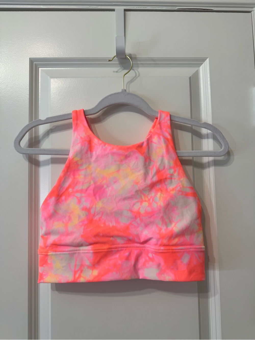 Lululemon Neon Tie-Dye Energy Longline Sports Bra - Pink/Coral